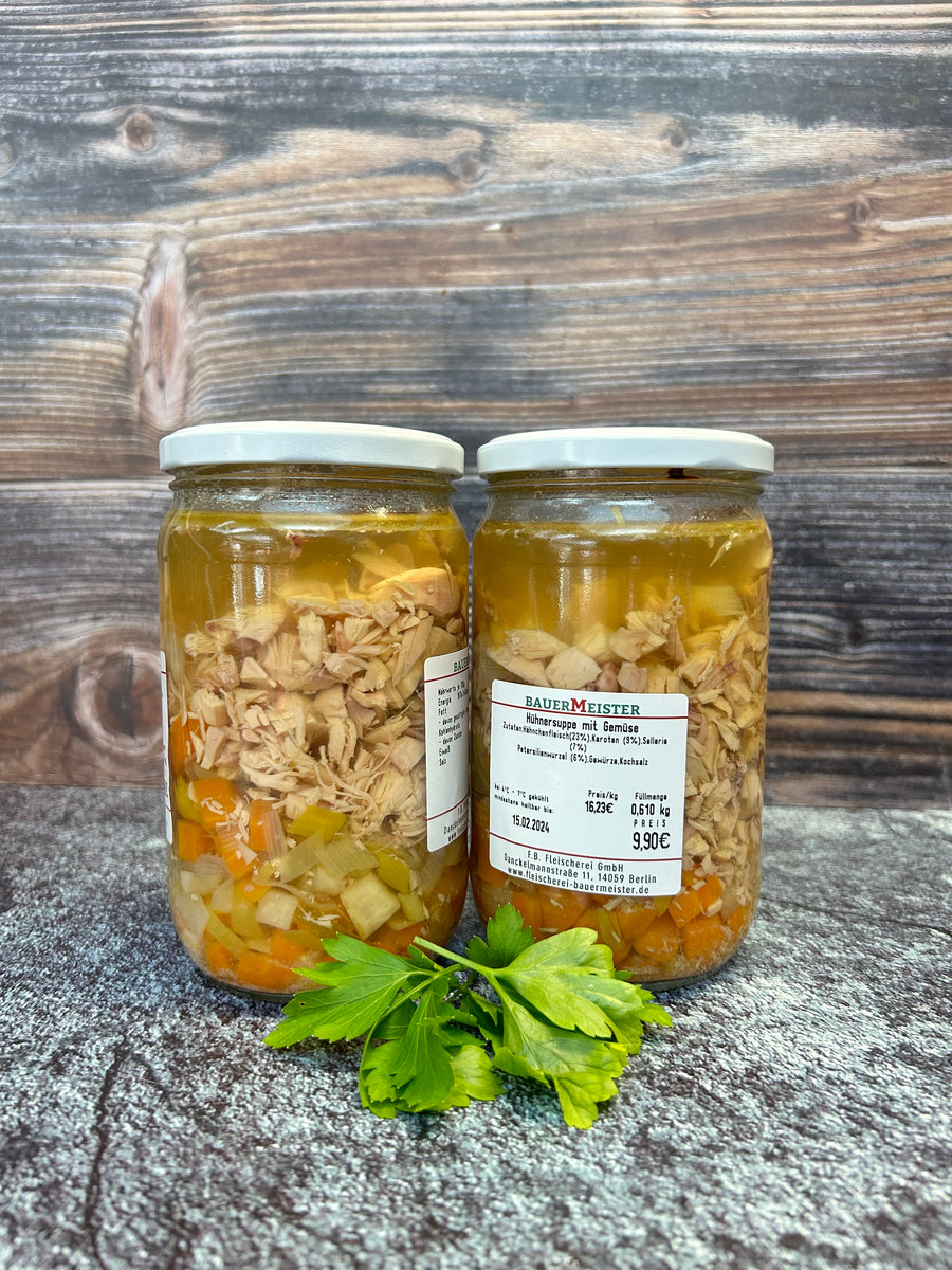 hühnerbrühe im glas aufbewahren Hühnersuppe im Glas hausgemacht