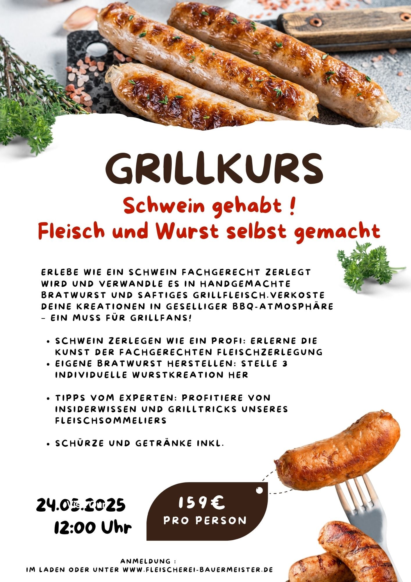 Grillkurs vom Schwein zur Wurst.  24.05.25  12:00