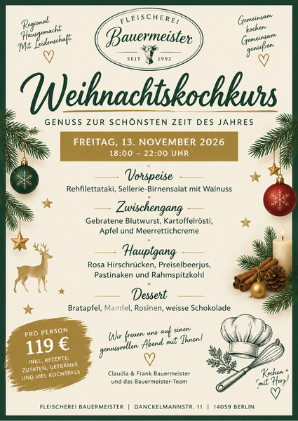 Kochkurs Christmas Dinner  13.11.2025 18:30 Uhr