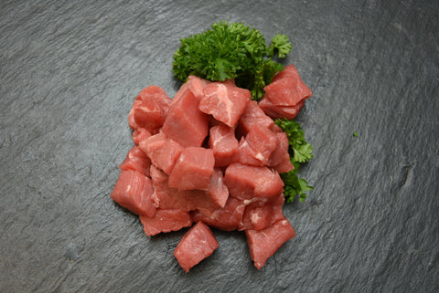 Schweinegulasch, 250g Portion, Preis pro kg 21,90€ - Anzahlung