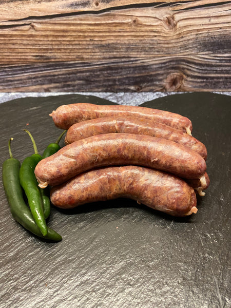 feurige Rinderbratwurst (ca. 85g), Preis pro kg 24,90€ - Anzahlung