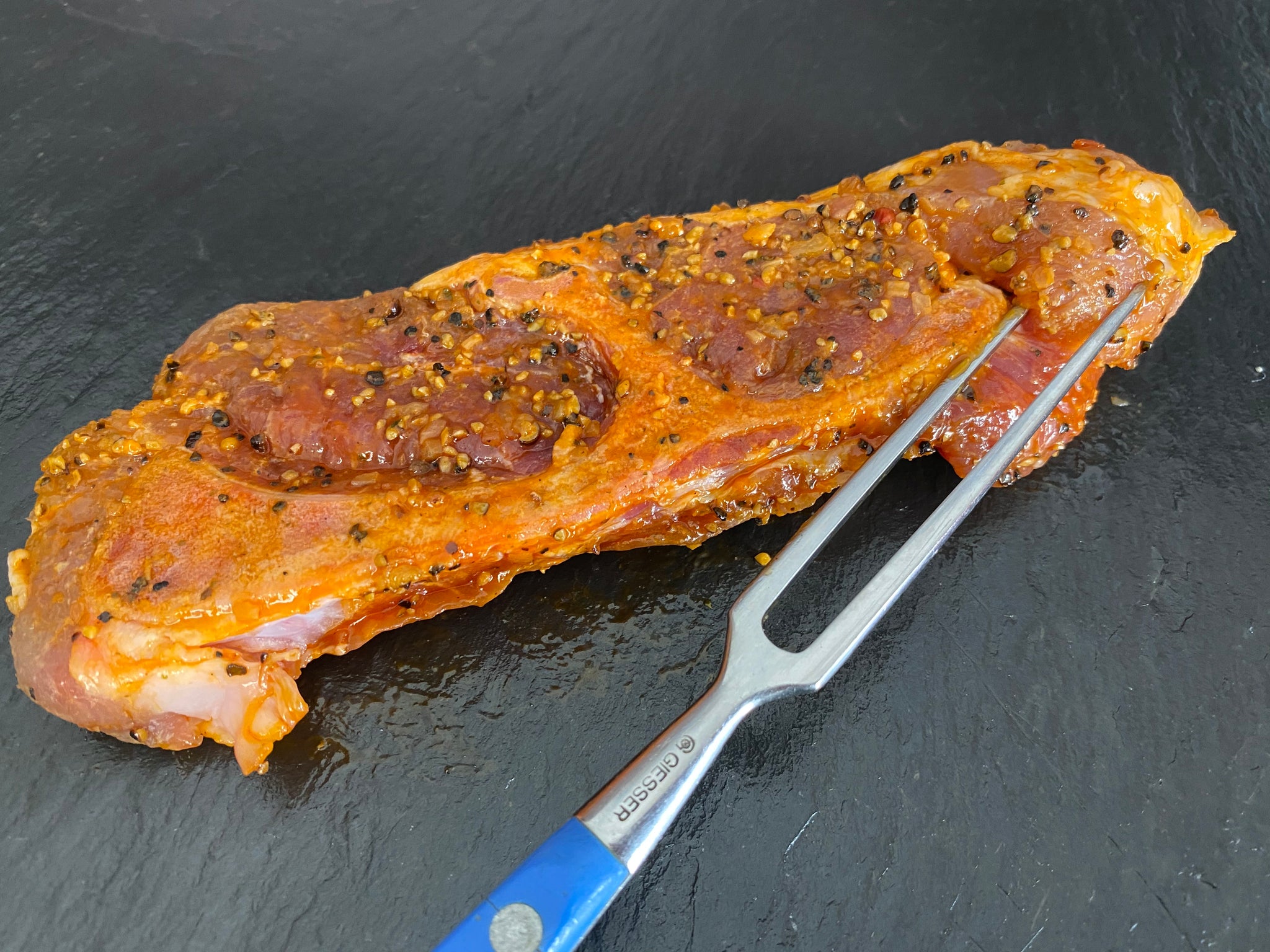 Holzfäller Steak mariniert „Steakpfeffer“ - 250g Portion - Preis pro Kg 23,90€ - Anzahlung