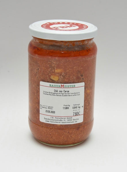 Hausgemachtes Chili con Carne im Glas (Preis pro Glas 8,90€) - Anzahlung